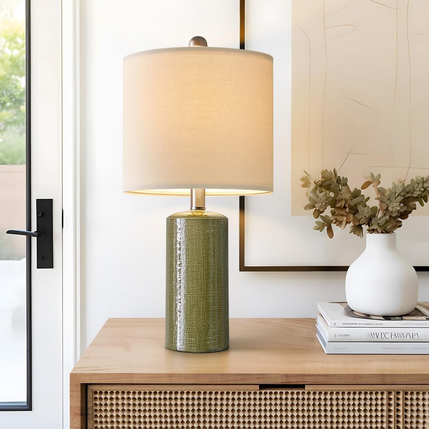 20.25in Small Table Lamp for Bedroom with Modern Ceramic Design