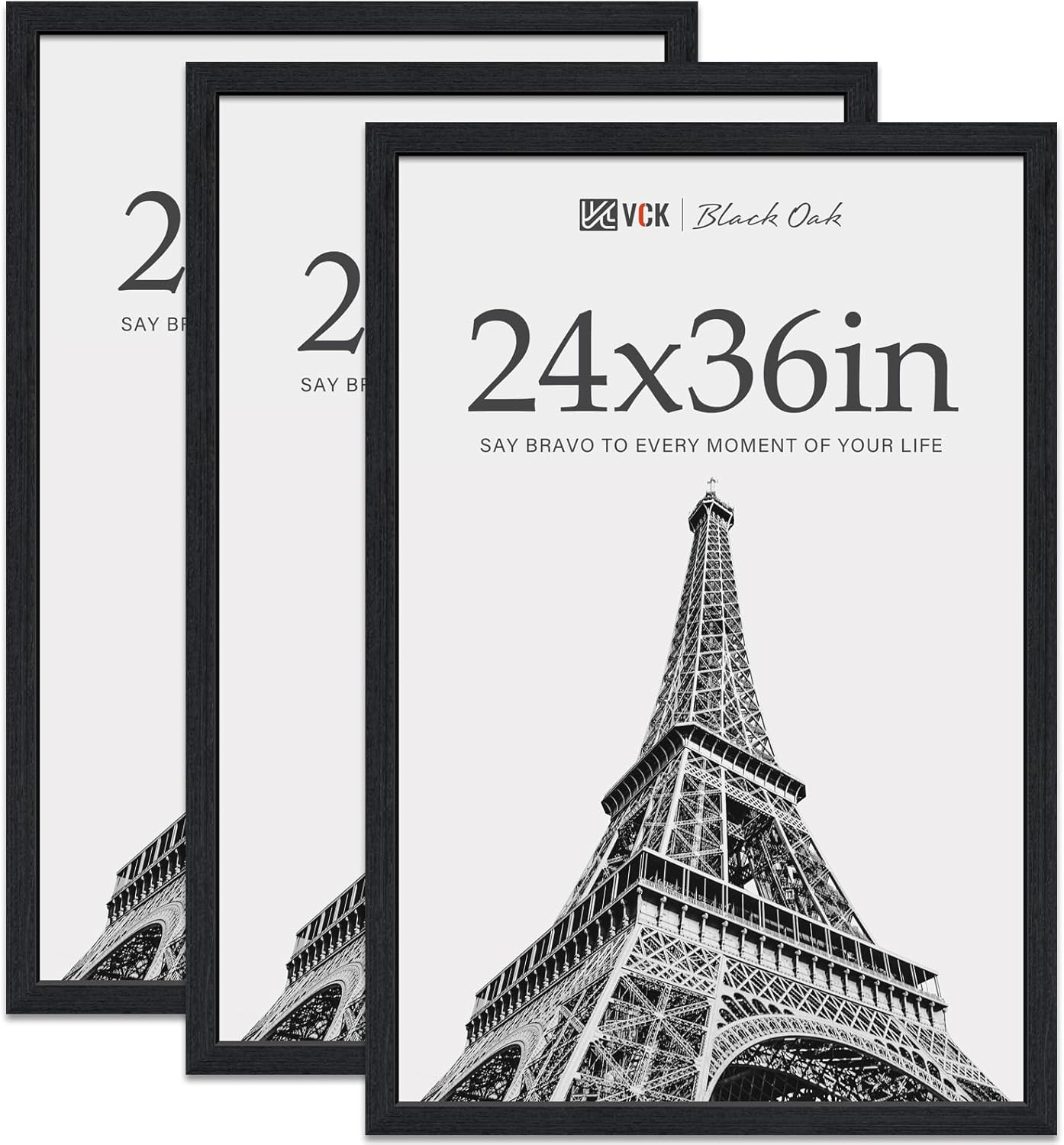 VCK 24x36 Poster Frame Black Oak - Elegant 3 Pack Design