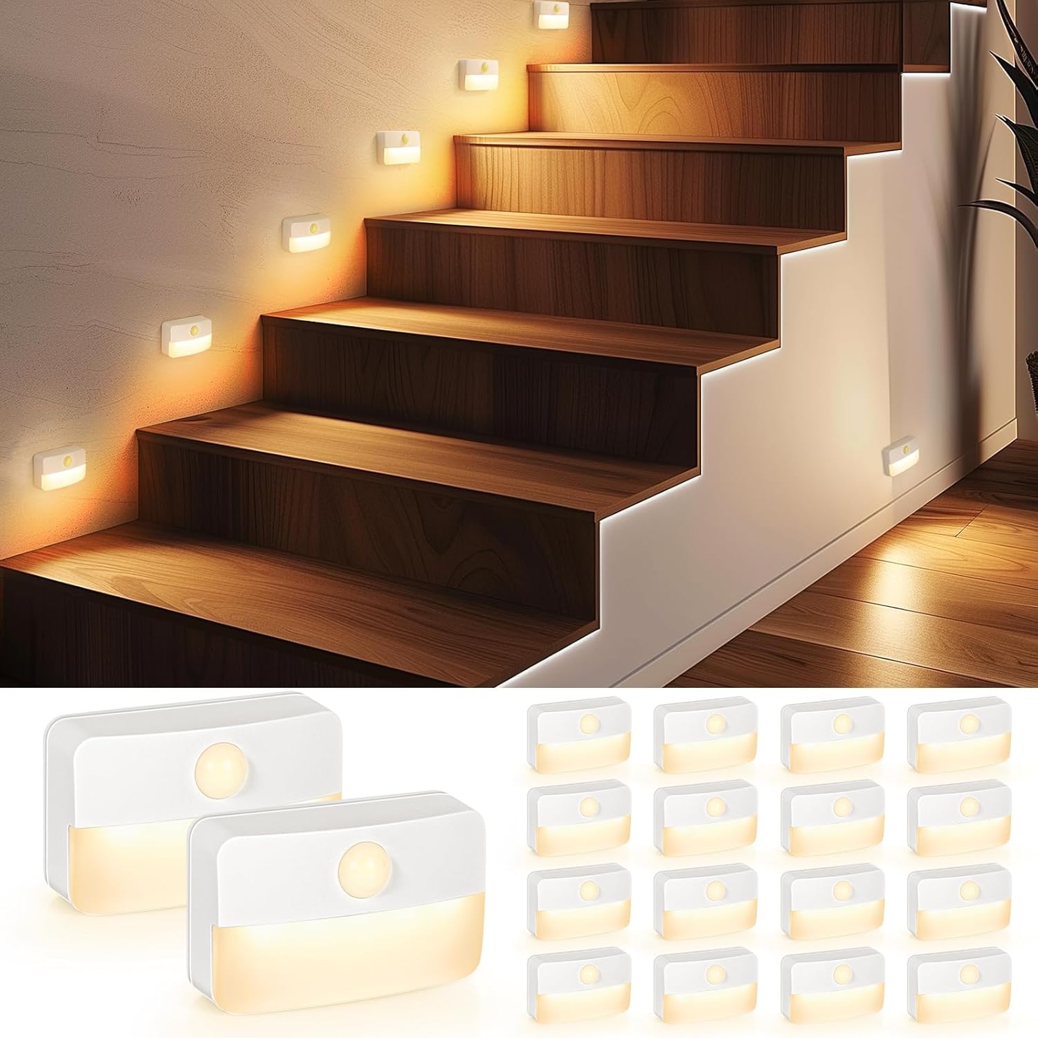 16 Pack Motion Sensor Stair Light for Indoor Use and More