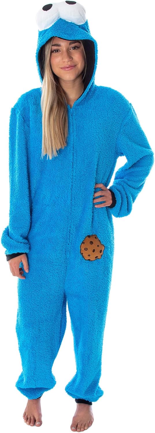 Cookie Monster Costume Pajama Onesie for Adults - Sherpa Fleece