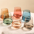 Colored Stemless Wine Glasses Set of 6 - Hand-Blown 17 oz Multicolor