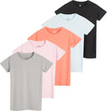 Girls Short Sleeve Dry-Fit 5 Pack - Cute Active Performance Tees