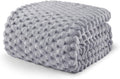 King Size Fleece Blanket Light Grey 90x104 in - Soft Jacquard Velvet