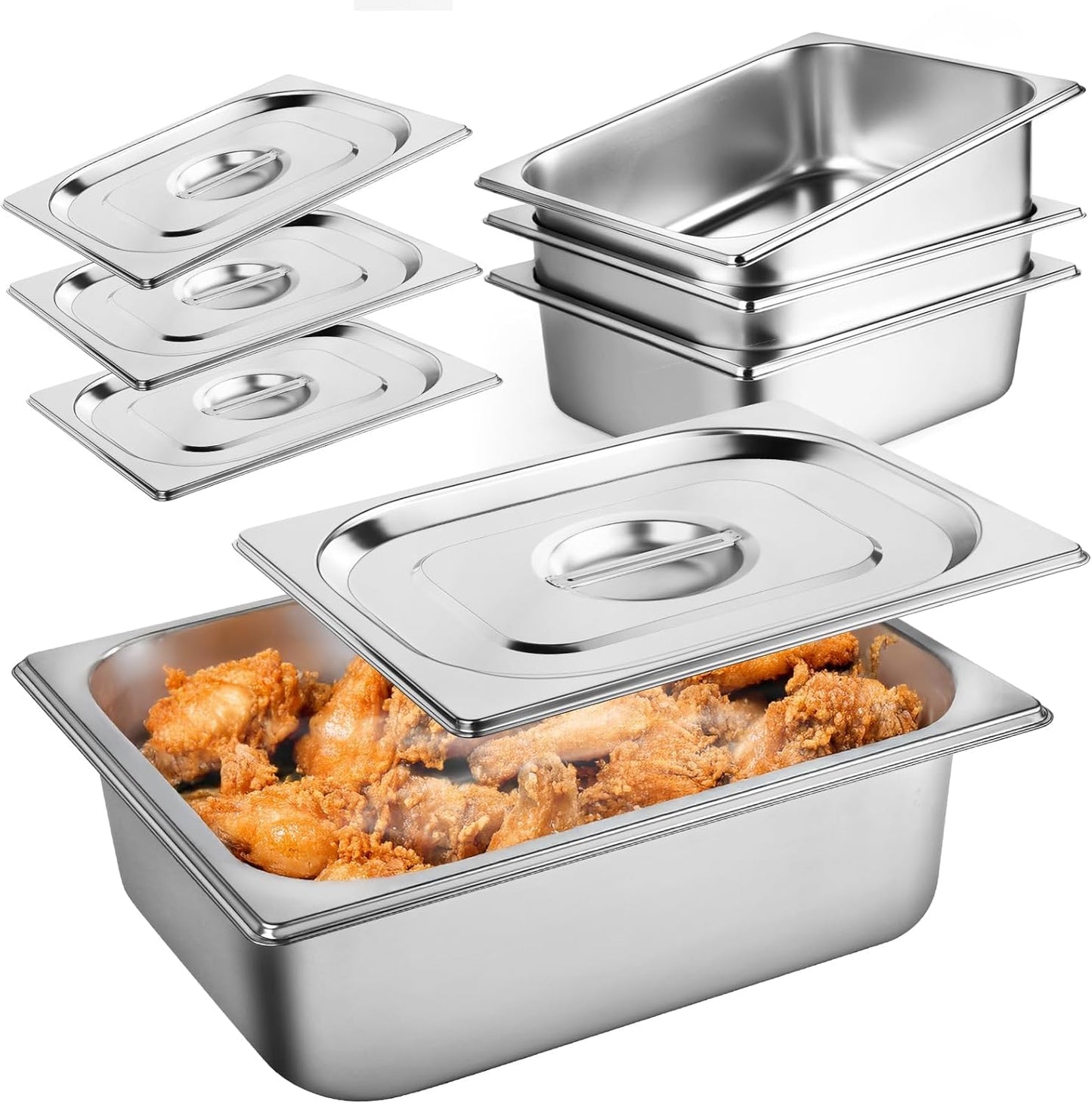 West Bay 4 Pack 1/2 Half Size Hotel Pan with Lids for Buffets