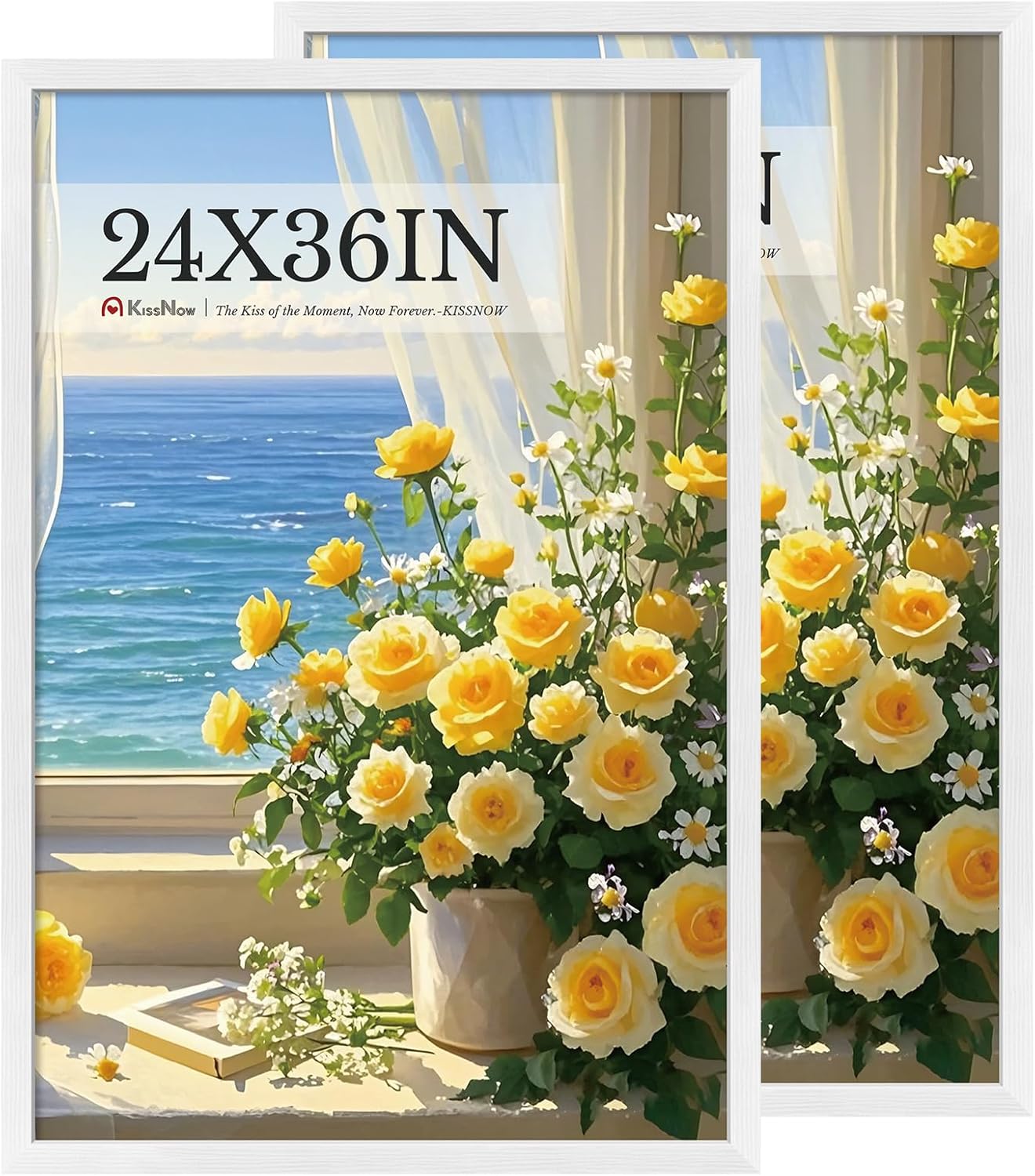 24x36 White Wood Picture Frame Set for Elegant Wall Display
