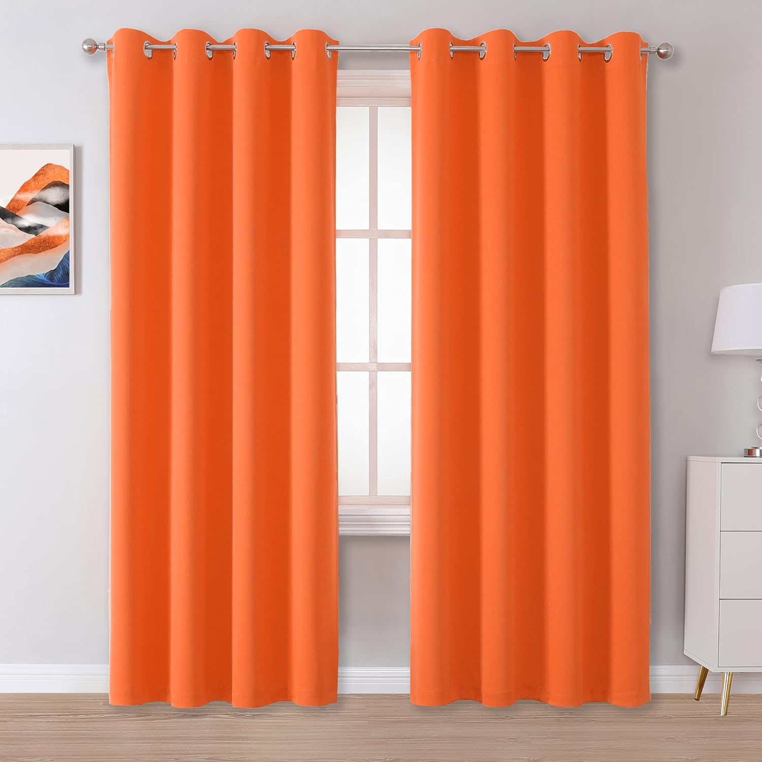 DUALIFE Orange Curtains for Living Room and Bedroom Decor