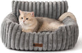 Fluffy Cat Couch Bed with Bolsters - Cozy Support for Small Pets