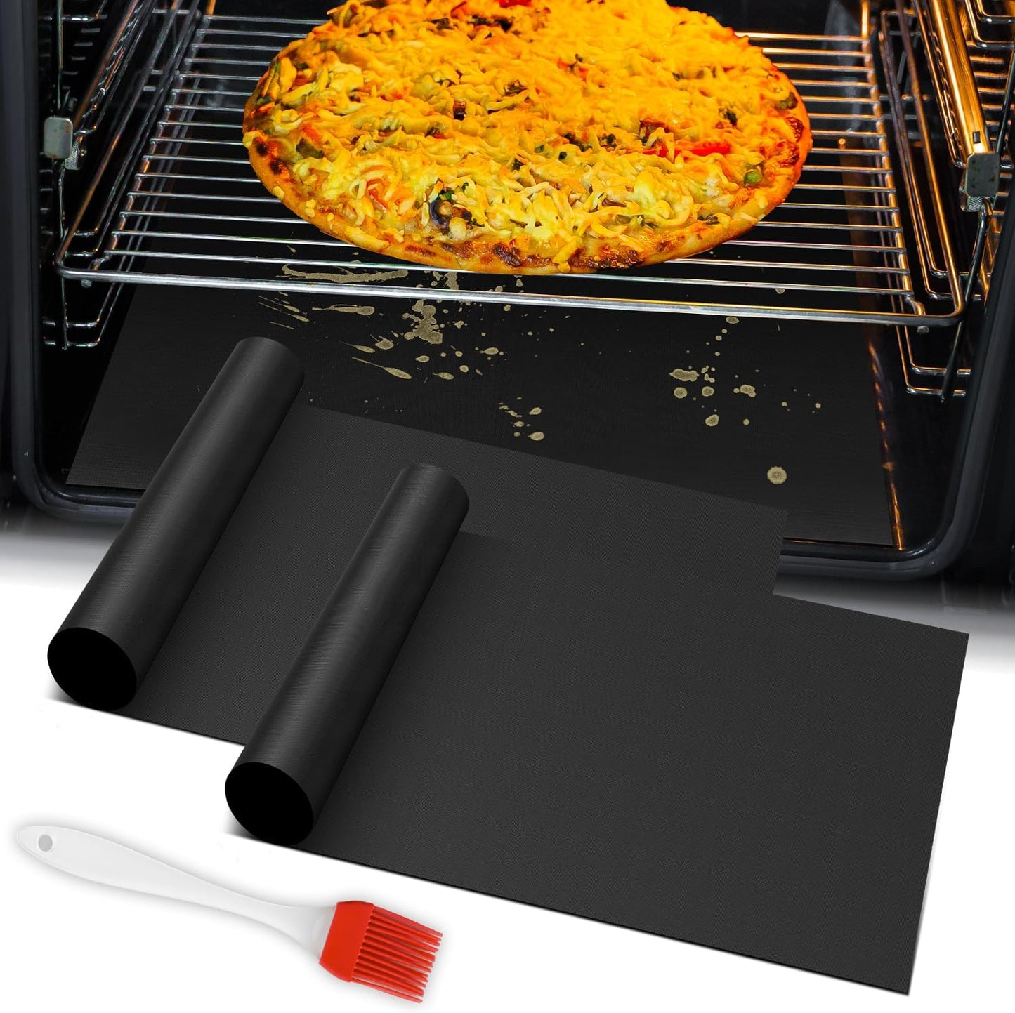 Mimekitchen 2-Pack Reusable Oven Liners - Heavy Duty & Non-Stick