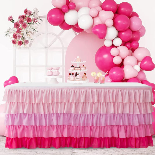 14ft Pink Tutu Table Skirt for Birthday Party Decorations