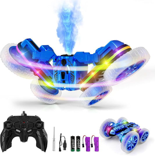 360Rotating RC Stunt Car with Cool Spray & Lights - Ideal Kids Gift