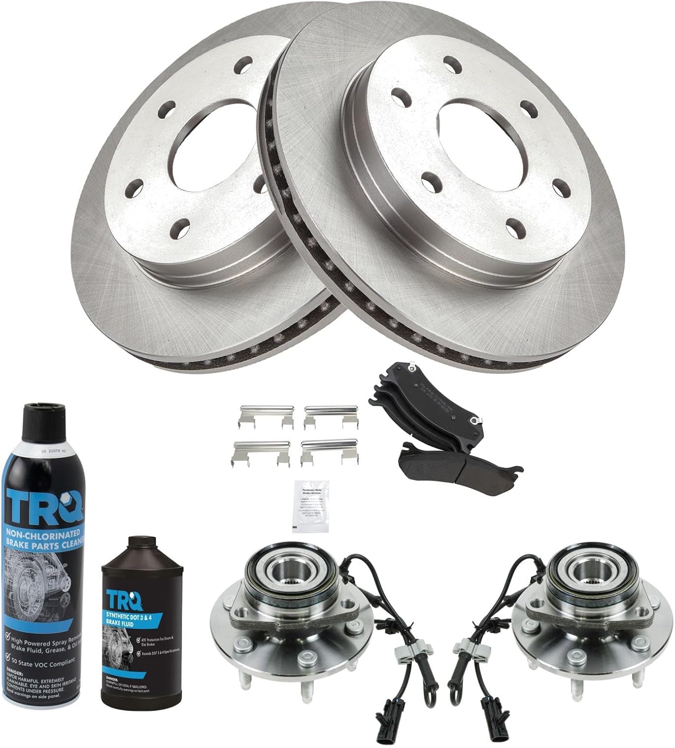 TRQ Front Brake Pad & Rotor Kit for Cadillac Chevrolet GMC