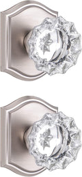 2 Pack Crystal Dummy Door Knobs Brushed Nickel - Non-Turning Real