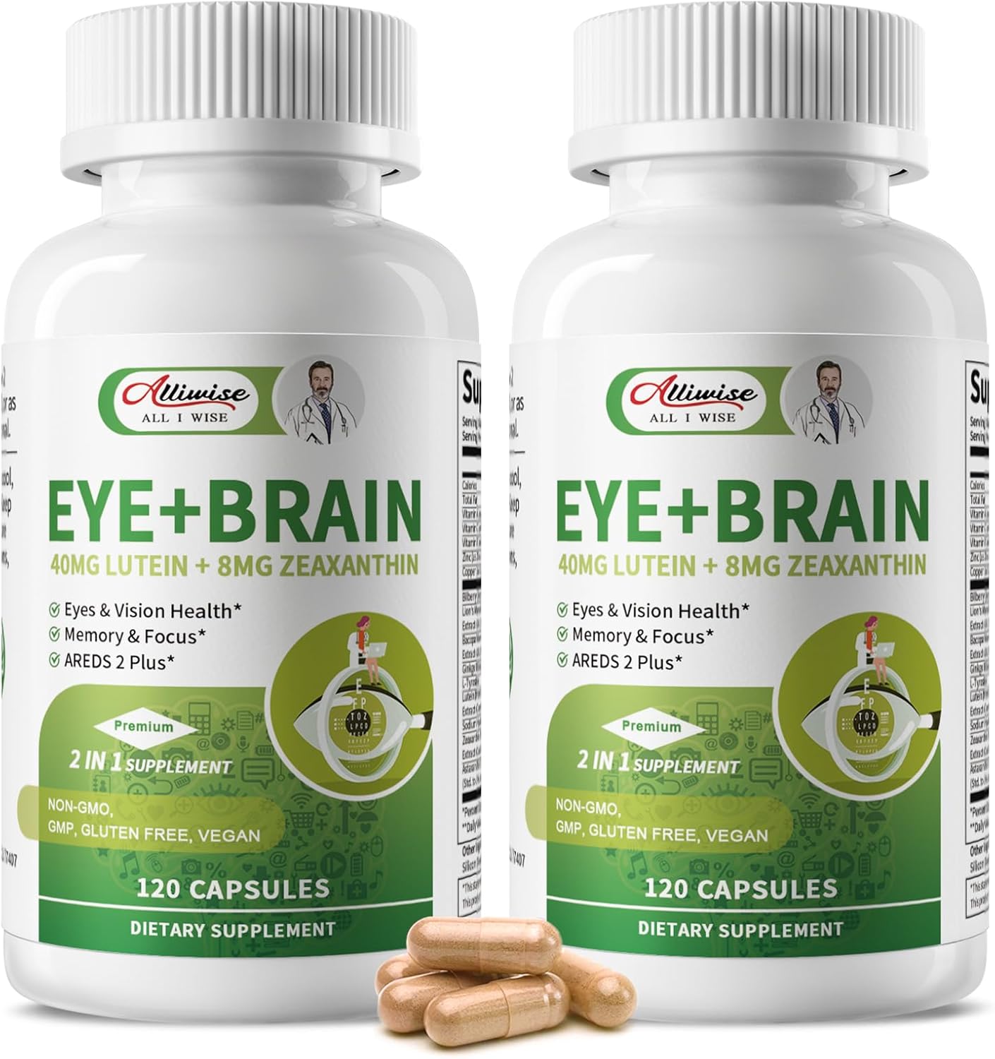 2 Pack Lutein Eye Vitamins for Ocular Health and Focus
