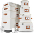 HOMELUX THEORY Hard Shell China Storage Containers - 8pc Ivory Set