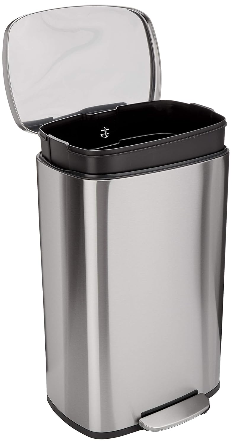 Smudge Resistant Rectangular Trash Can with Soft-Close Pedal