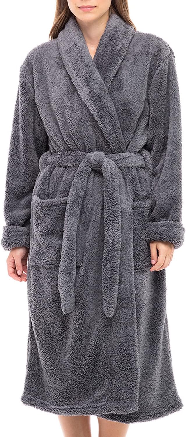 Plush Fleece Robe for Women - Warm Shaggy Bathrobe Comfort