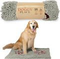 Microfiber Dog Mat 36in x 26in Light Gray with Paw Print - Muddy Paws