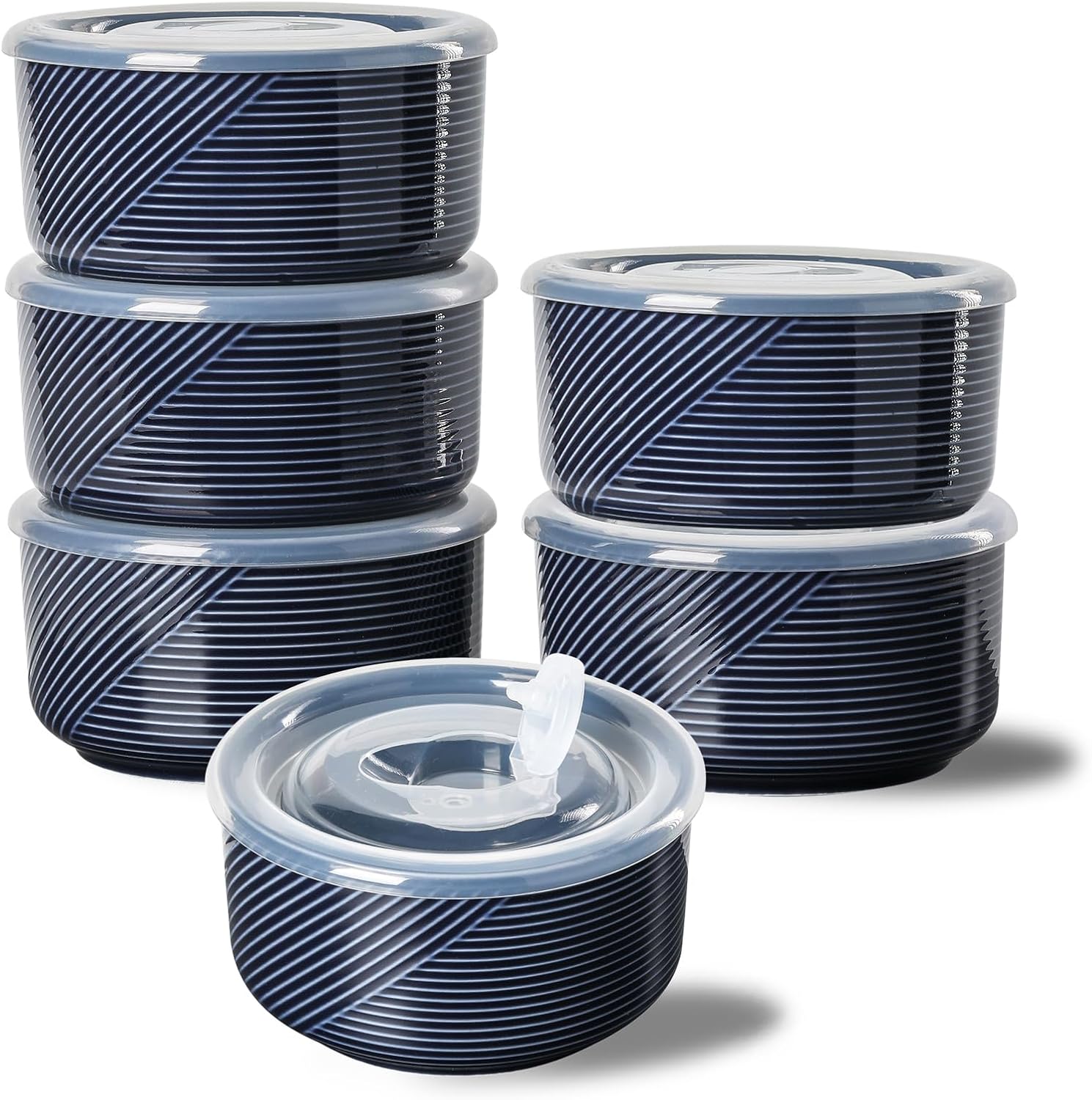 Ceramic Bowls with Lids: 20 oz Microwave Safe Food Storage