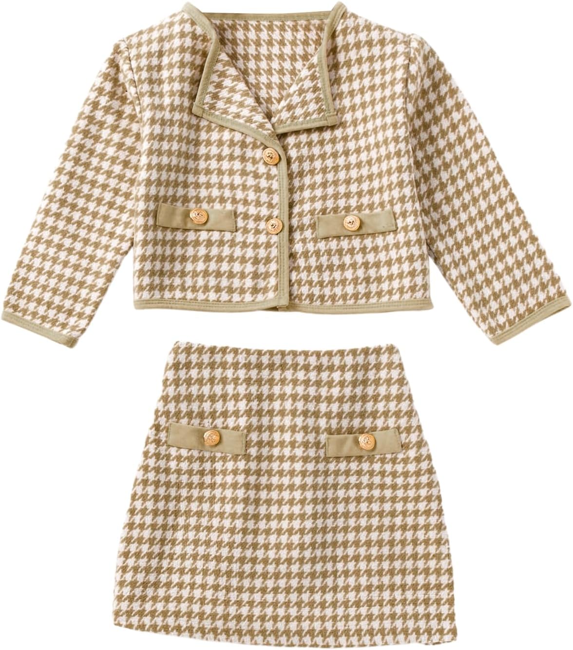 Stylish 2 Piece Houndstooth Outfit for Girls - Perfect for Parties