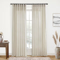 Rod Pocket Curtains for Traverse Rod - Semi Sheer Linen Look, 90 in