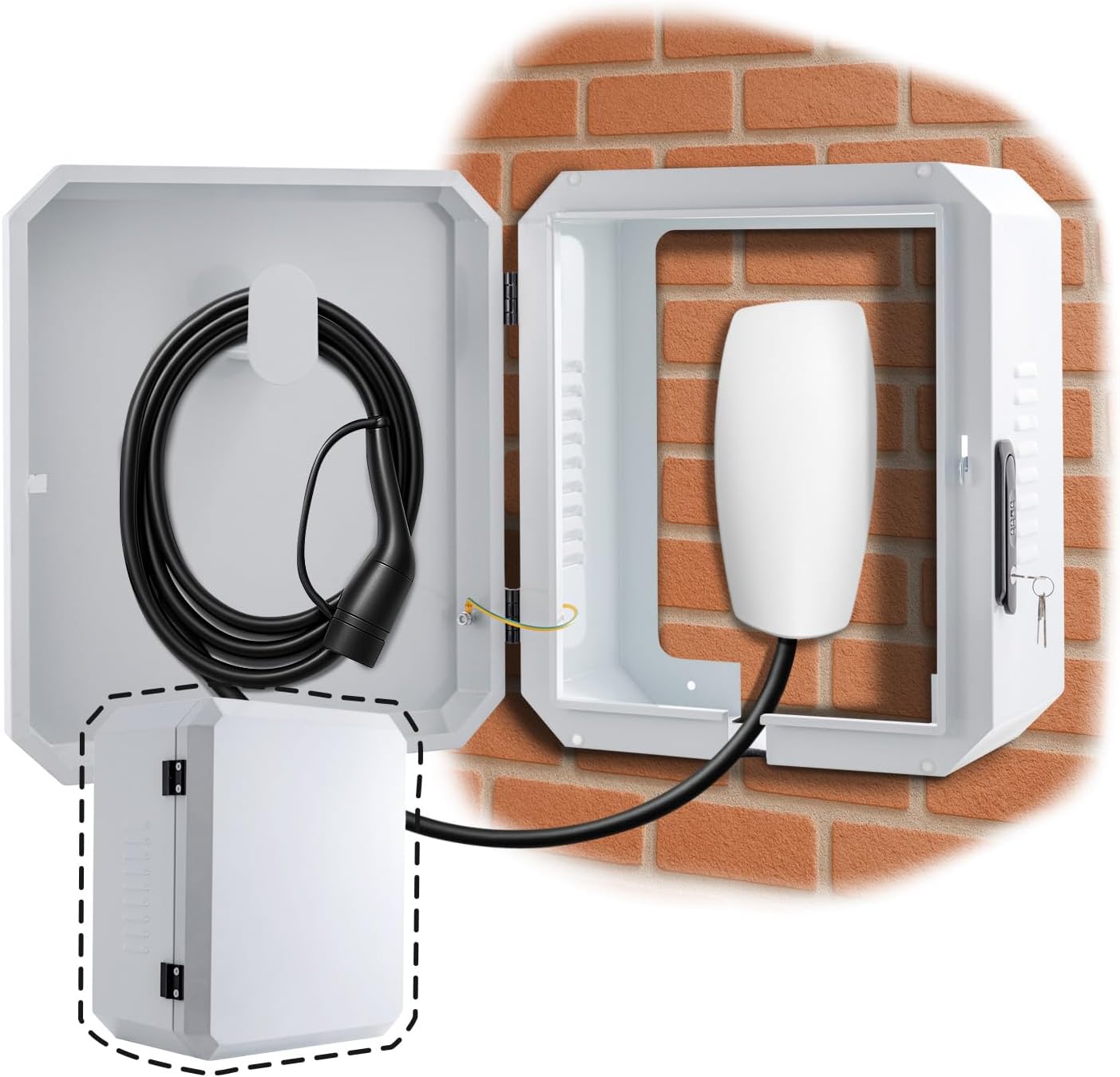 Wall-Mounted Charging Station Box for EV Car Charger Protection