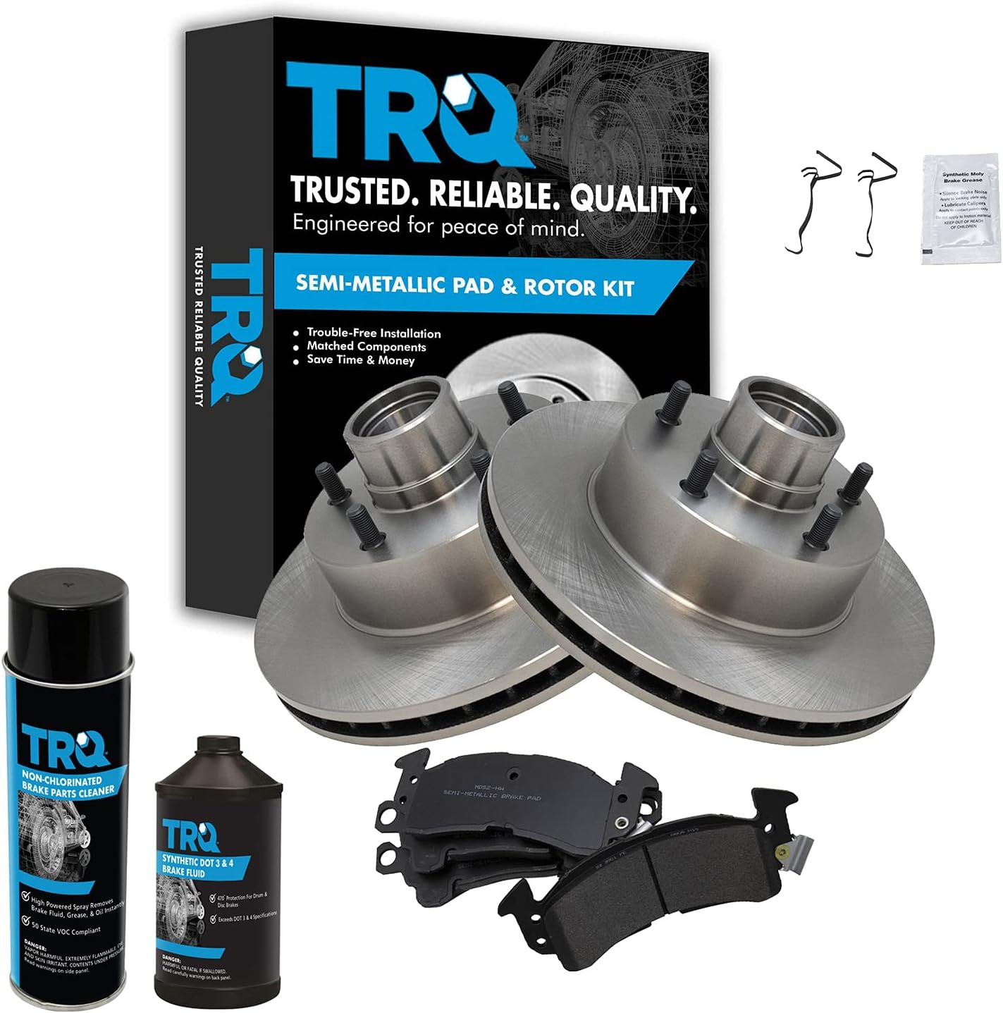 TRQ Front Brake Pad & Rotor Kit for Classic Vehicles