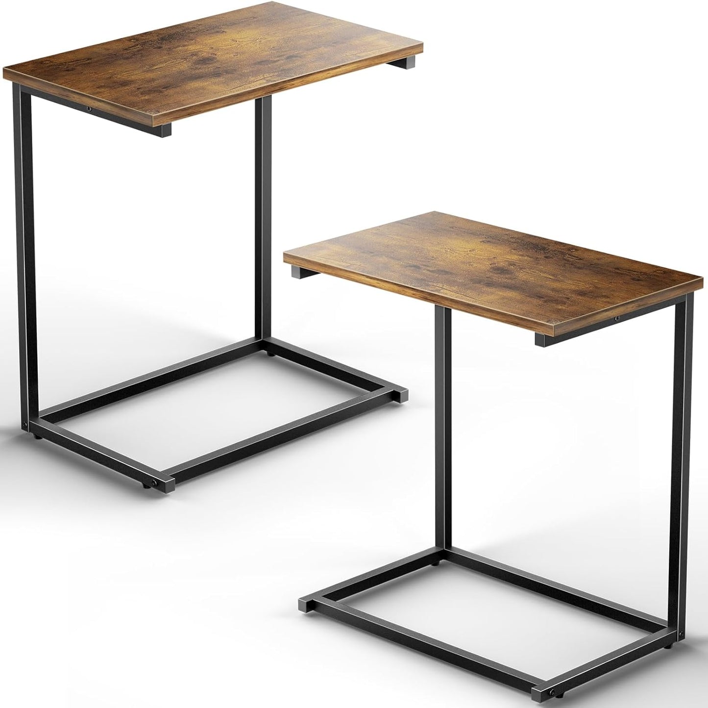 Pipishell C Shaped End Table Set of 2 for Living Room Use