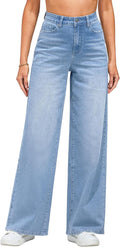 Wide Leg Jeans High Waisted Stretchy Denim - Baggy Trouser Fit Women's
