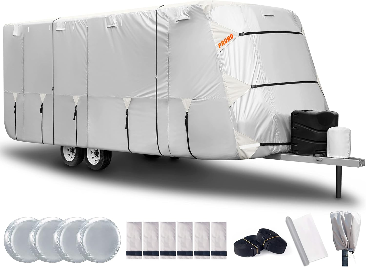 FRUNO Oxford Fabric Travel Trailer Cover for 22ft-24ft RVs