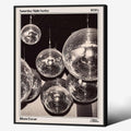 70s Disco Ball Newspaper Wall Art 12x16 in - Retro Black Framed Print