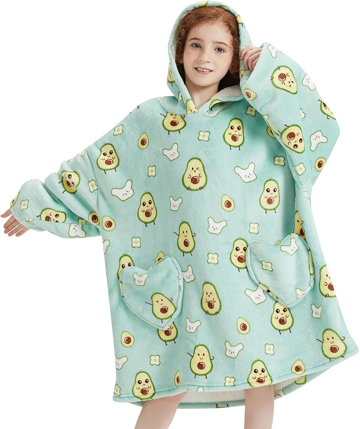 Fiosnow Avocado Blanket Hoodies for Kids - Cozy Oversized Wearable