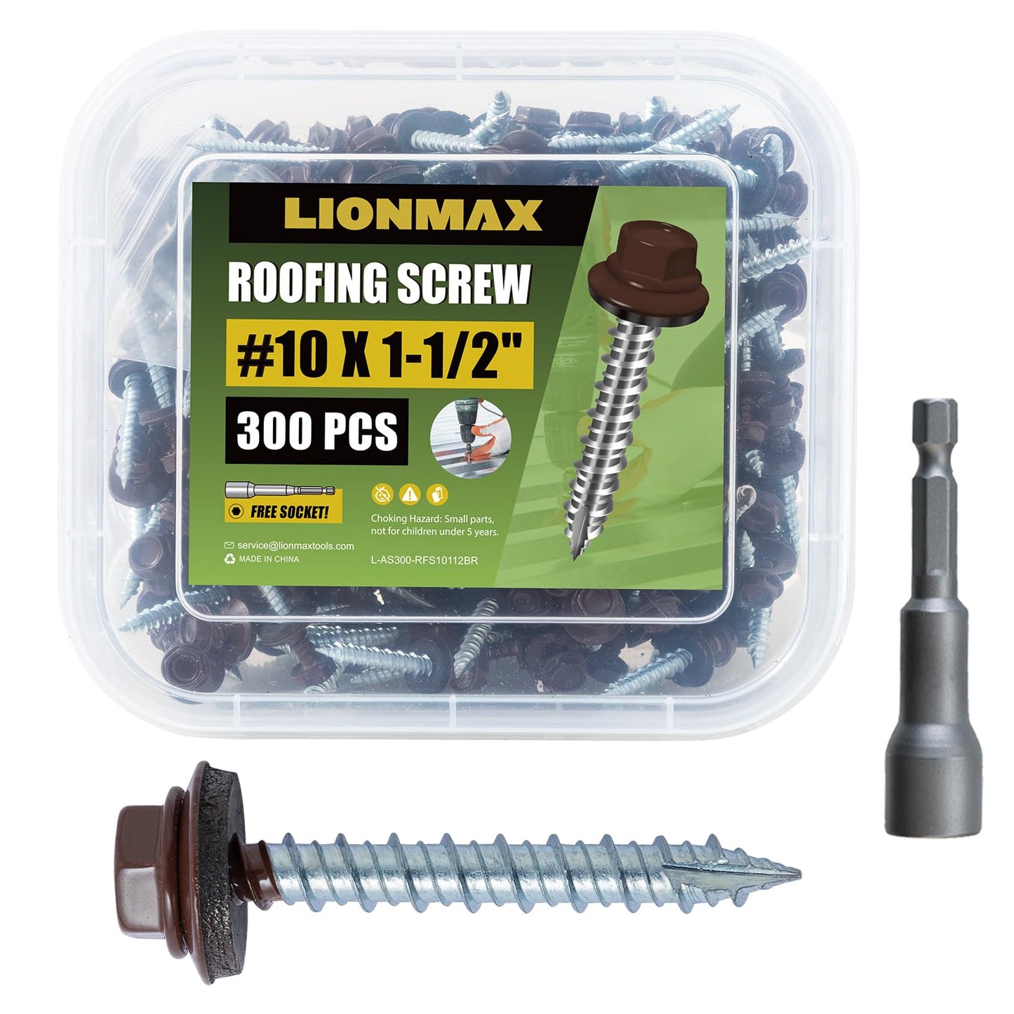 Metal Roofing Screws #10 1-1/2 Inch, 300-PCS for DIY Projects