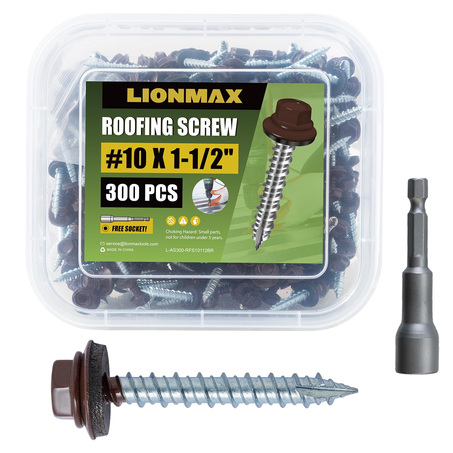 Metal Roofing Screws #10 1-1/2 Inch, 300-PCS for DIY Projects