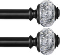 2 Pack Black Curtain Rods 1 in Telescoping 28 to 48 in - Elegant