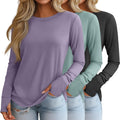 Women's 3 Pack Long Sleeve Thumb Hole Shirts - Cotton Tunic Set