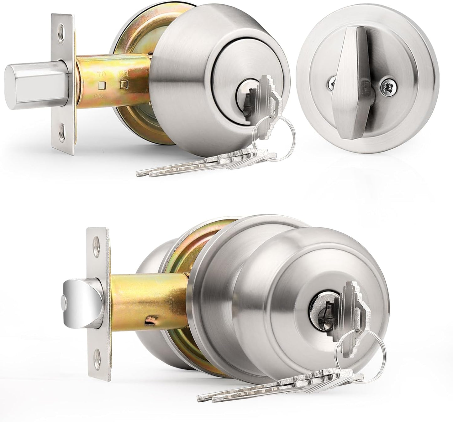 Probrico Entry Door Knob Set with Deadbolt Combo for Security