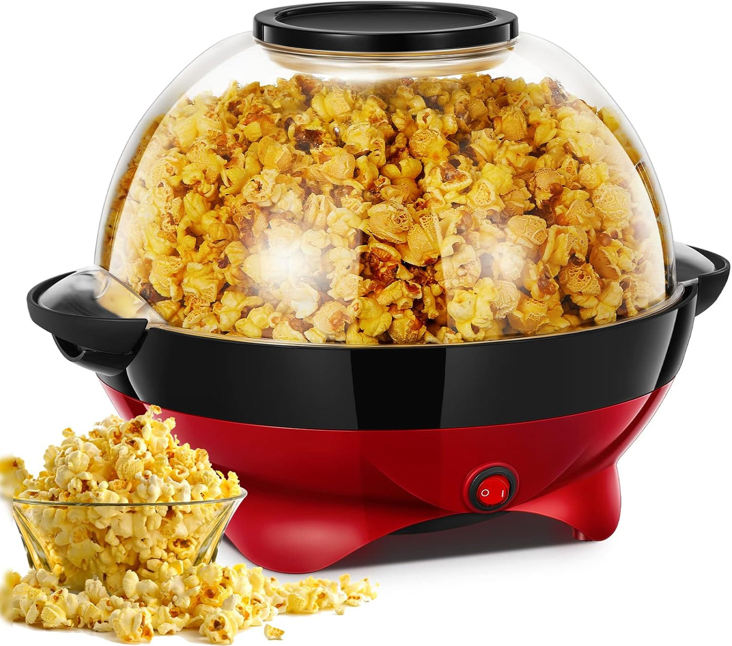 HOUSNAT 800w Popcorn Maker: Quick-Heat Stirring & Non-Stick Surface