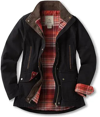 CQR Women's Twill All Cotton Flannel Shirt Jacket for Comfort