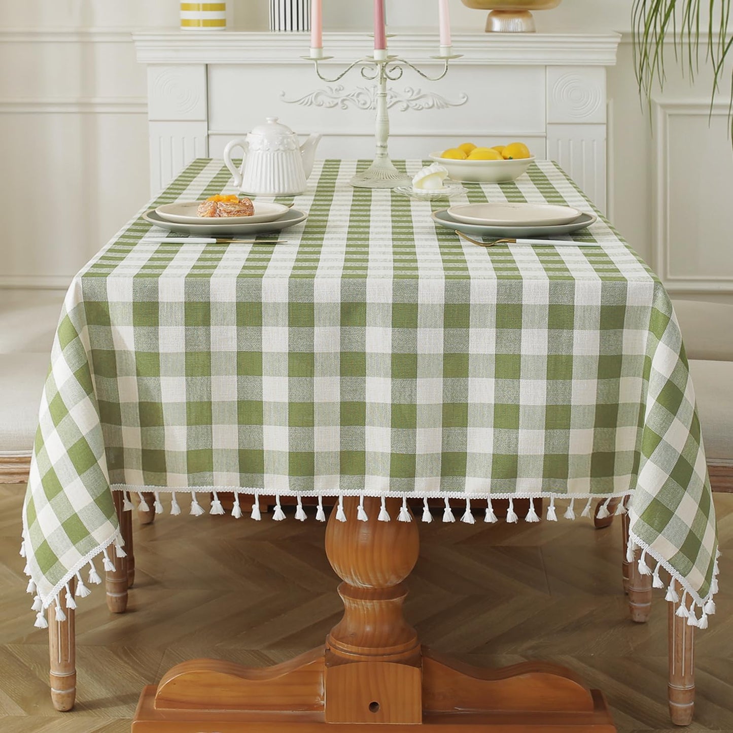 Laolitou Checkered Tablecloth Rectangle Washable Heavy Duty