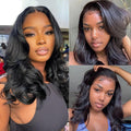 4x4 Body Wave Lace Front Wig Human Hair 16in - Natural Short Bob