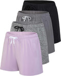 Womens Athletic Dry-Fit Lounge Shorts 4 Pack - Versatile Comfort
