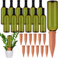 Plant Watering Devices 12-Set - Terracotta Spikes with 26 oz Bottles