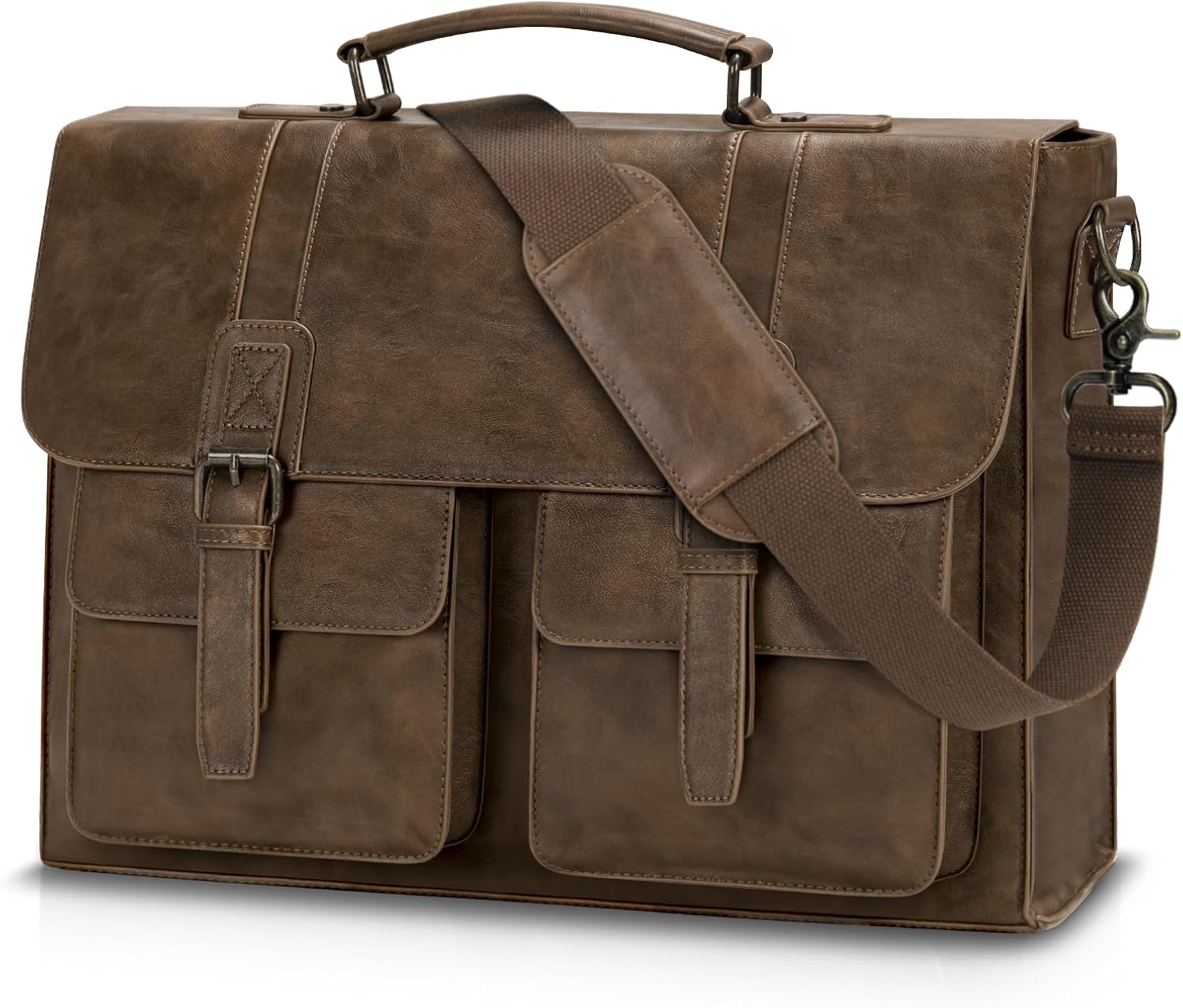 Leather Messenger Bag for Men 15.6 Inch Vintage Laptop Bag