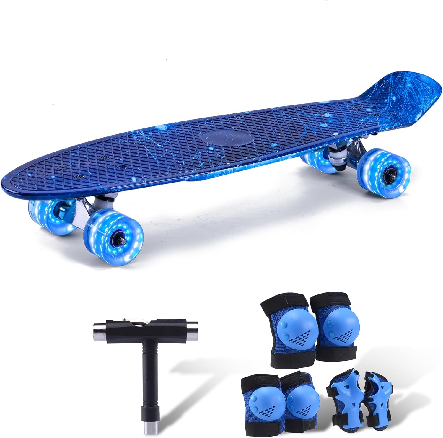 Kids Skateboard Set with Light-Up Wheels for Beginners