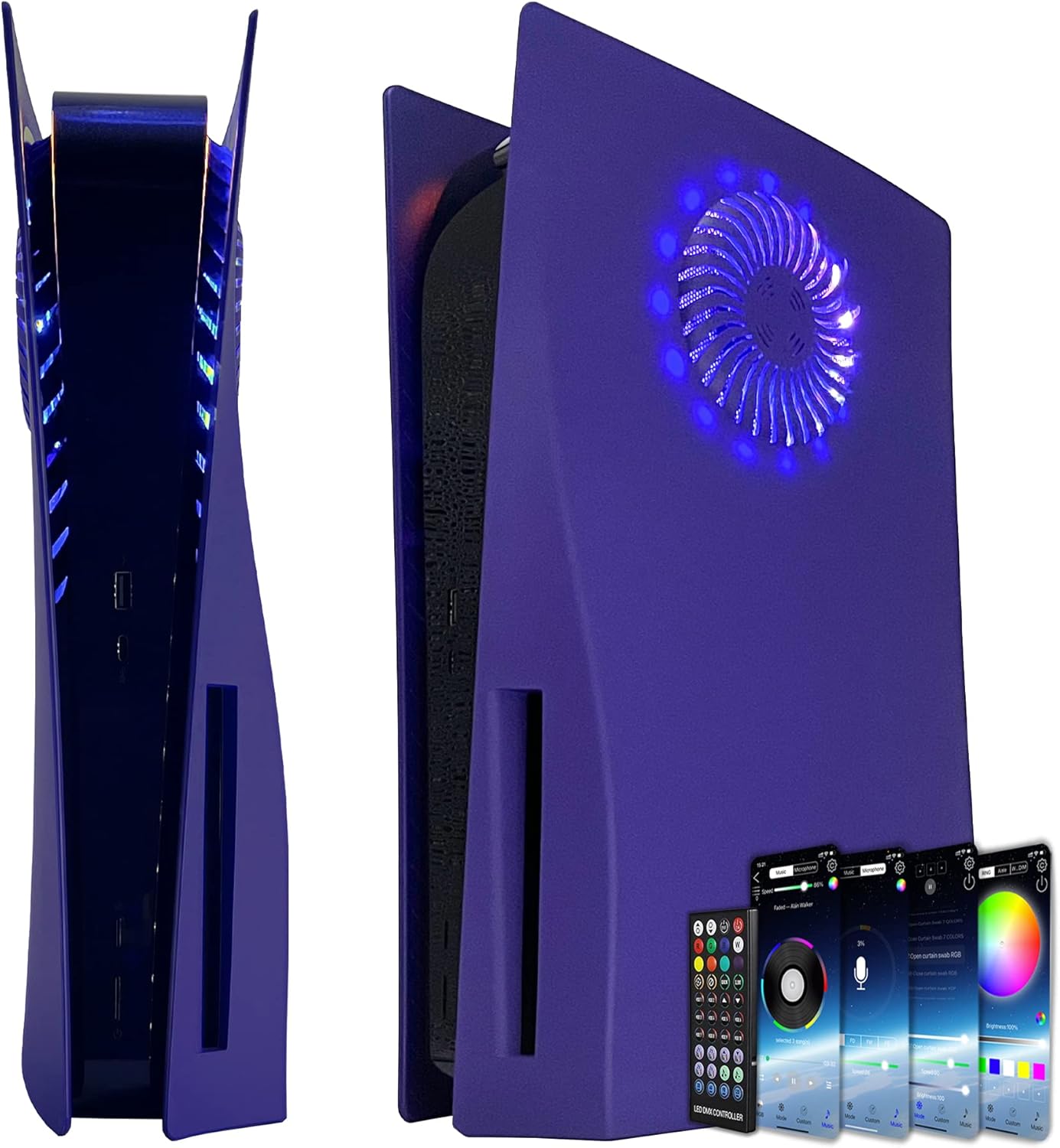Faceplate for PS5 with RGB Light Strip and Dust Filter Design