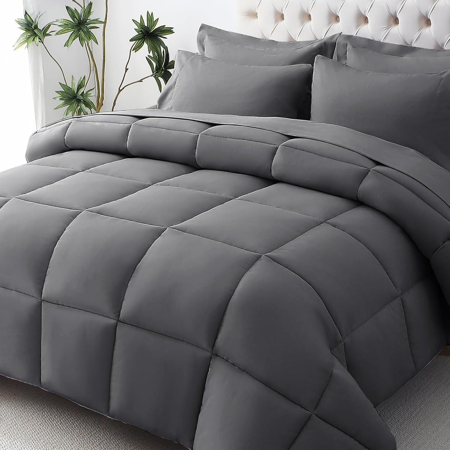JOLLYVOGUE Queen Comforter Set - Ultra-Soft Bedding 7 Pieces