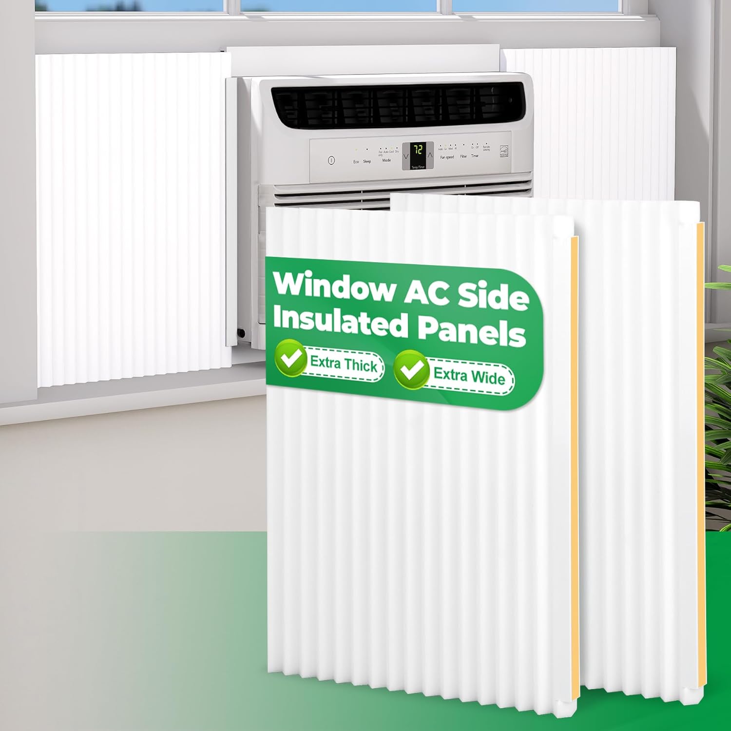 Extra Wide Insulation Panels for Window AC, 2 Pack
