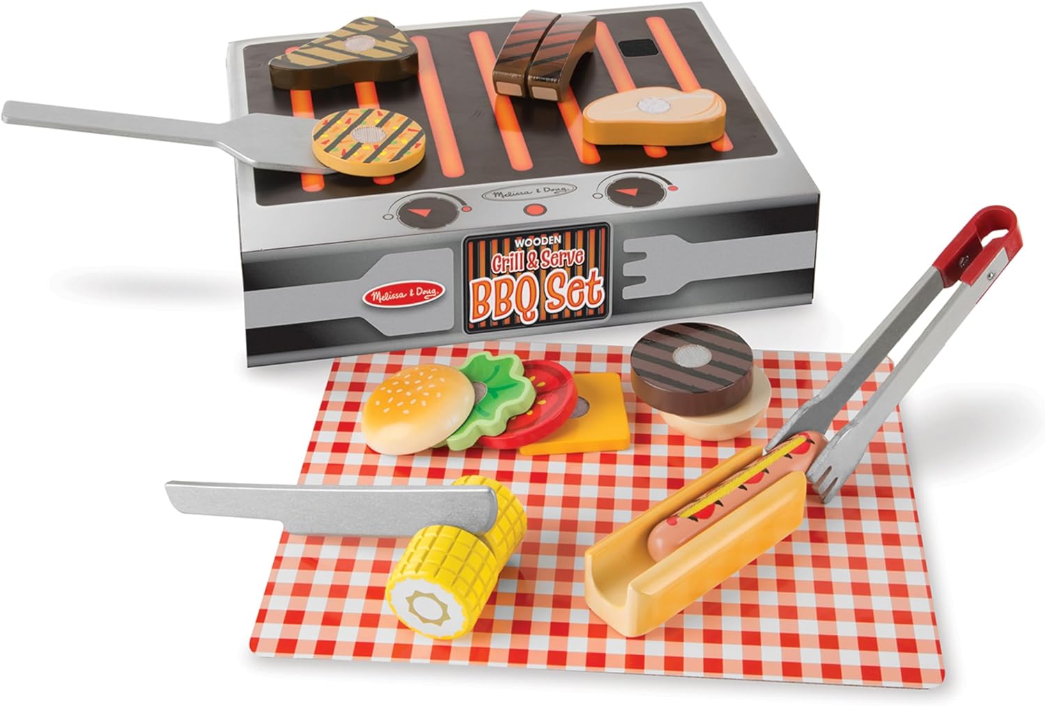 Melissa & Doug BBQ Set - 20pc Wooden Play Food