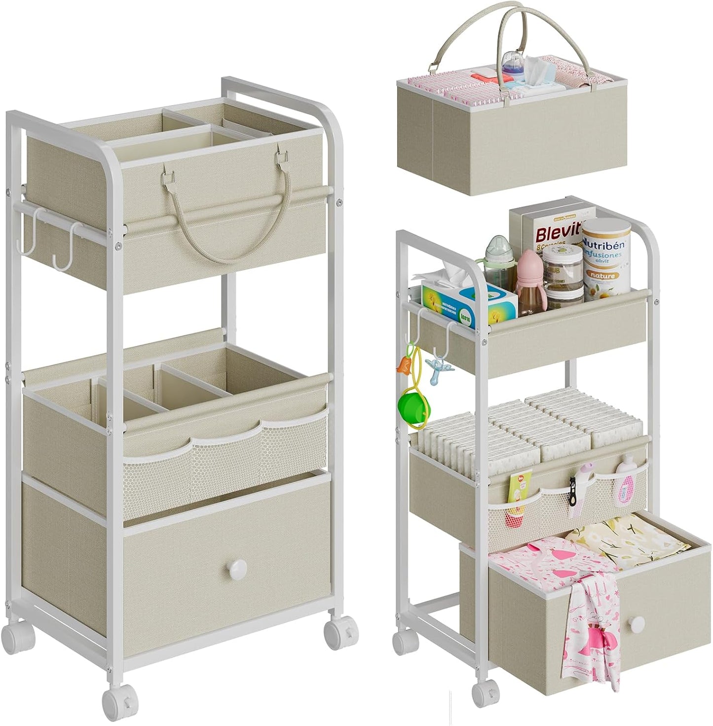 2In1 Baby Diaper Caddy Organizer for Easy Baby Essentials Storage