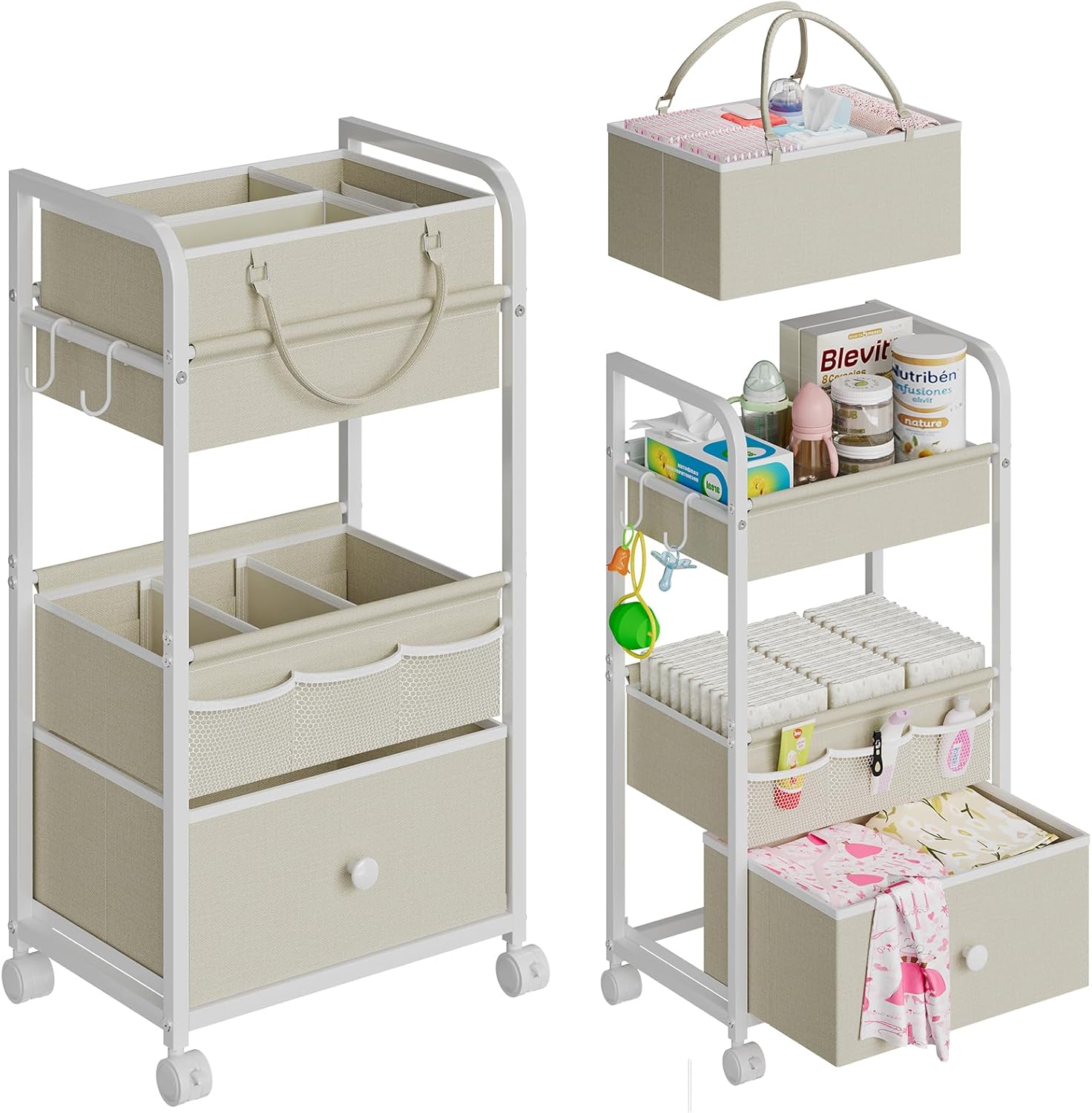 2In1 Baby Diaper Caddy Organizer for Easy Baby Essentials Storage